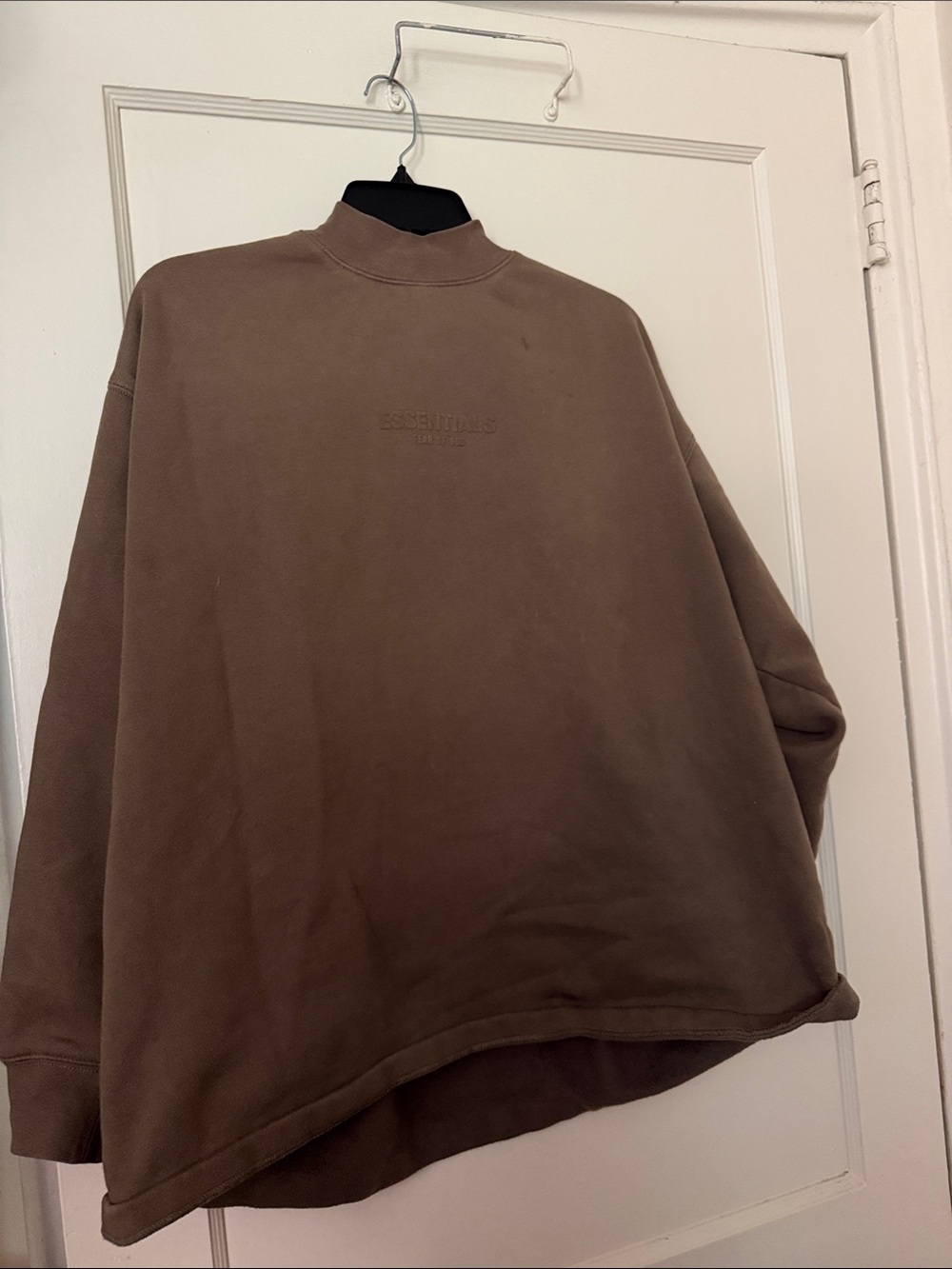 ESSENTIALS Men’s Brown Turtleneck Sweatshirt - Minimal Embossed Logo